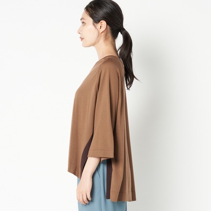 ハイゲージ配色サイドスリットＶニットプルオーバー 詳細画像 キャメル 4