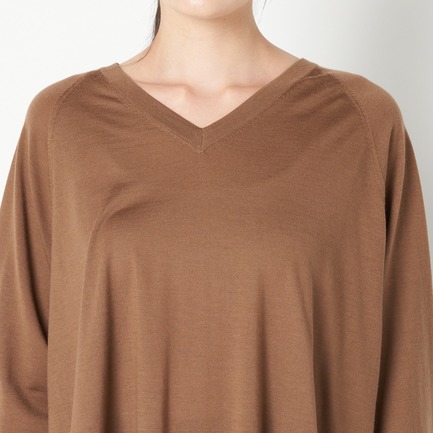 ハイゲージ配色サイドスリットＶニットプルオーバー 詳細画像 キャメル 6