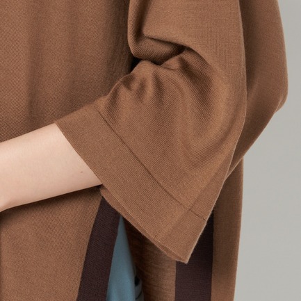 ハイゲージ配色サイドスリットＶニットプルオーバー 詳細画像 キャメル 8