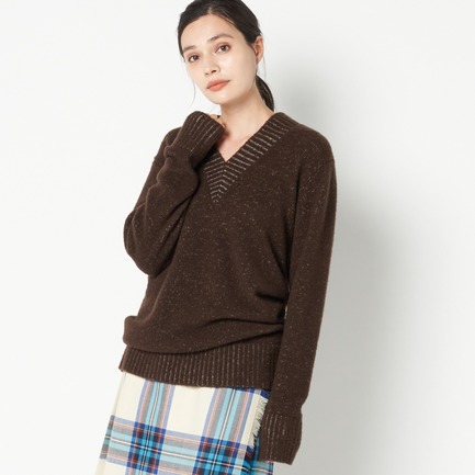 5Gブークレ×梳毛ニットＶニットプルオーバー