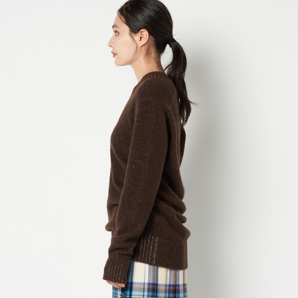 5Gブークレ&times;梳毛ニットＶニットプルオーバー 詳細画像 ダークブラウン 4