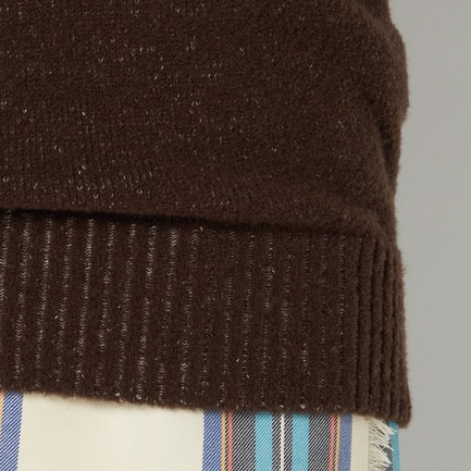 5Gブークレ&times;梳毛ニットＶニットプルオーバー 詳細画像 ダークブラウン 9