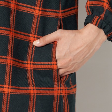 BONOTTOウールチェックロングワンピース 詳細画像 グリーン系 10