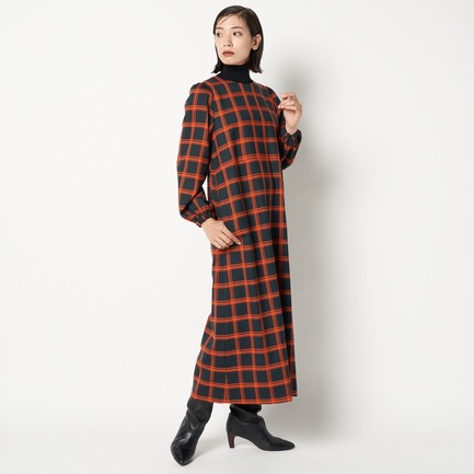 BONOTTOウールチェックロングワンピース 詳細画像 グリーン系 2