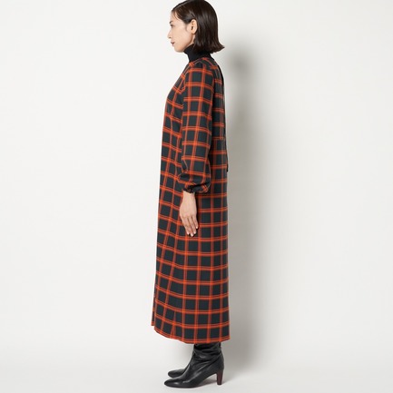 BONOTTOウールチェックロングワンピース 詳細画像 グリーン系 4