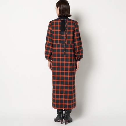 BONOTTOウールチェックロングワンピース 詳細画像 グリーン系 5