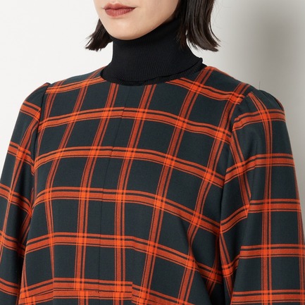 BONOTTOウールチェックロングワンピース 詳細画像 グリーン系 7