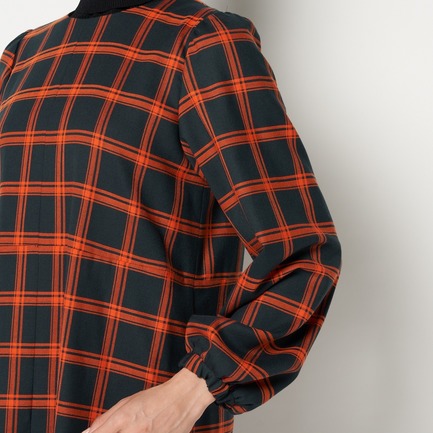 BONOTTOウールチェックロングワンピース 詳細画像 グリーン系 8