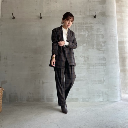 the Ellison W Jacket (TOMAS WOOL CHECK) 詳細画像 ブラウン 15