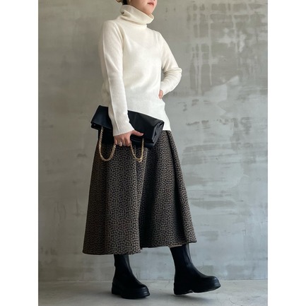 SQUARE JACQUARD FLARE SKIRT 詳細画像 ブラック 8