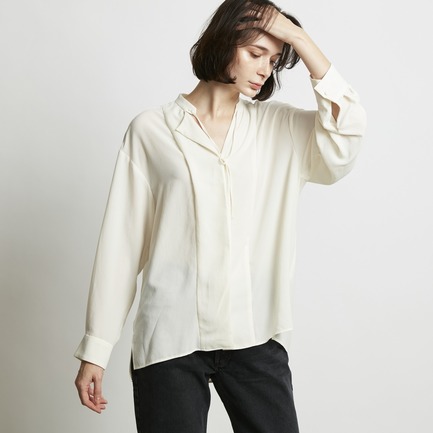 GEORGETTE BANDCOLLAR BLOUSE 詳細画像 ホワイト 9