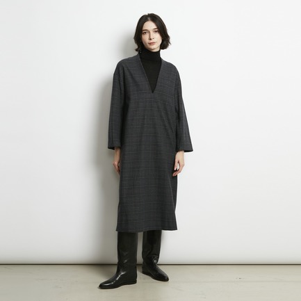 W-SIDED GLEN CHECK KAFTAN DRESS 詳細画像 ネイビー 10