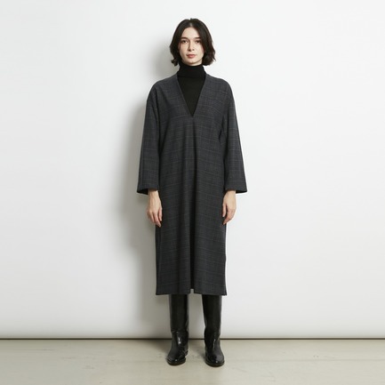 W-SIDED GLEN CHECK KAFTAN DRESS 詳細画像 ネイビー 7