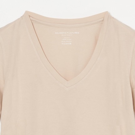 シルクタッチコットンVネックS/S 詳細画像 ベージュ 2