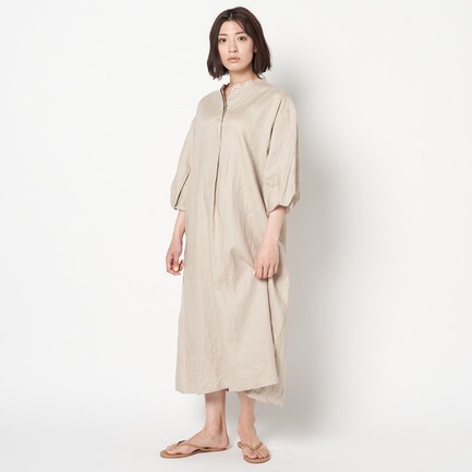 40リネンソフトフィニッシュ袖タックワンピース 詳細画像 ベージュ 1
