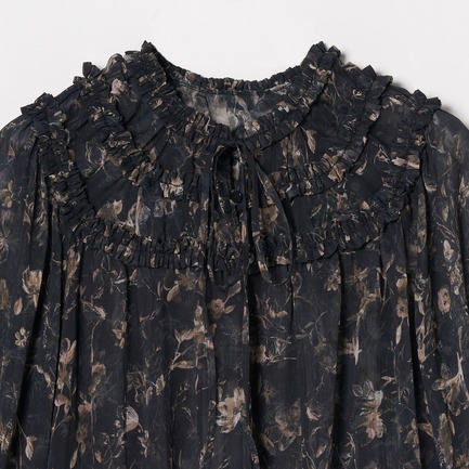 DEVEAUX CHIFFON FRILL BLOUSE 詳細画像 ブラック 2