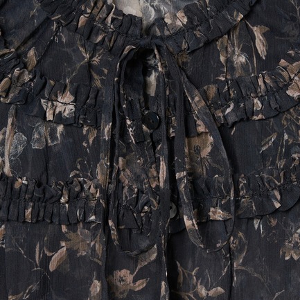 DEVEAUX CHIFFON FRILL BLOUSE 詳細画像 ブラック 4