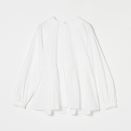 COTTON TYPEWRITER PEPLUM BL