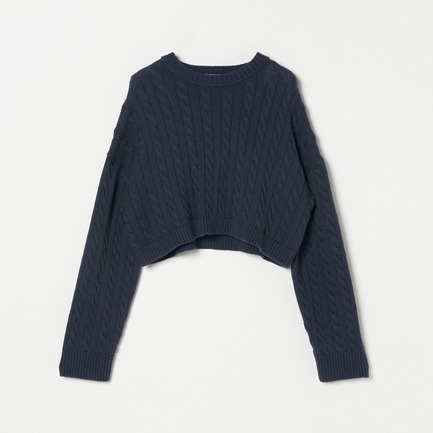 COTTON WOOL CABLE SHORT TOP 詳細画像 ネイビー 1