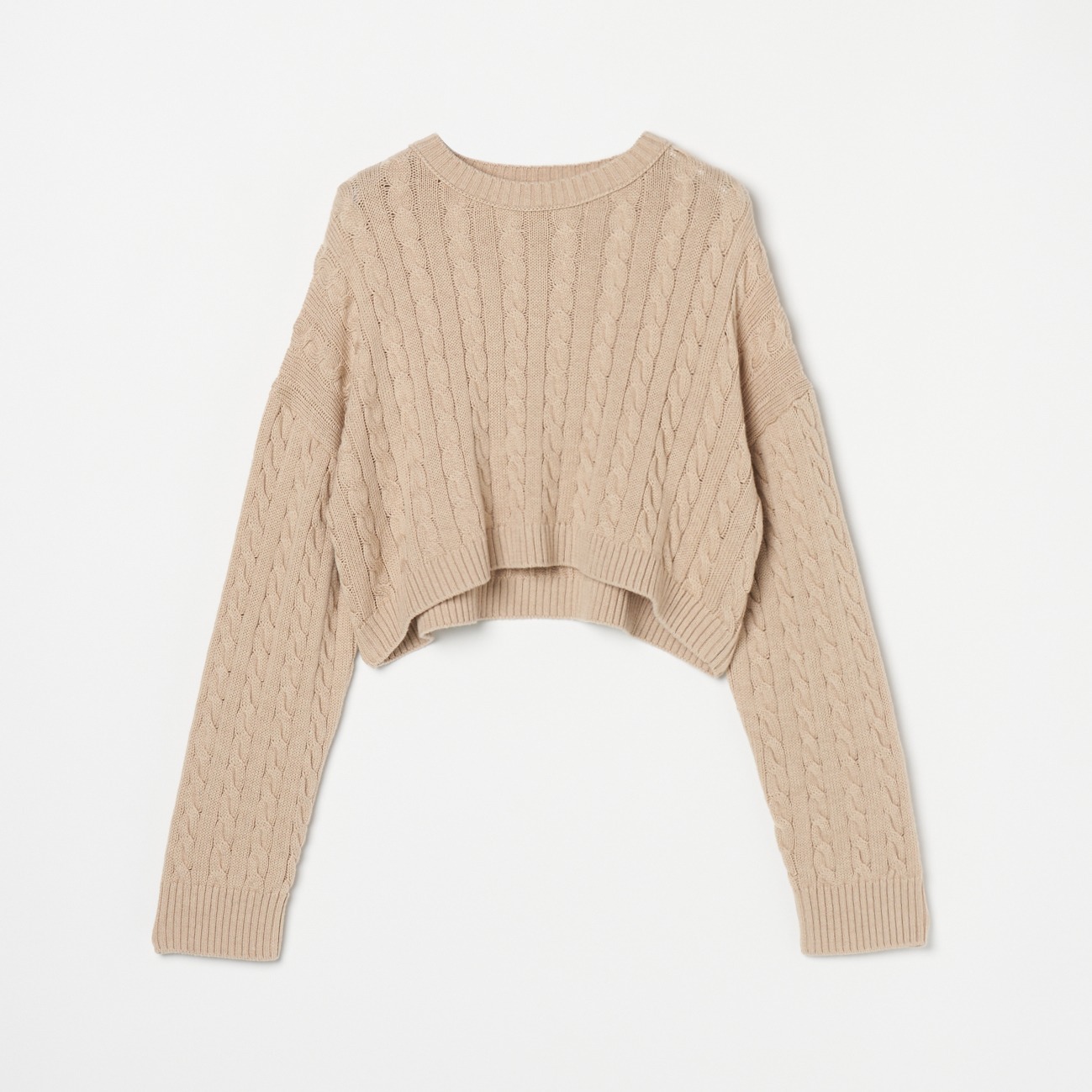 COTTON WOOL CABLE SHORT TOP 詳細画像 ベージュ 1