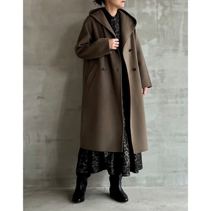 WOOL W-FACE HOODED COAT 詳細画像 カーキ 5