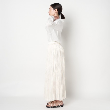 WASHER SATIN PLEATS SKIRT 詳細画像 アイボリー 2