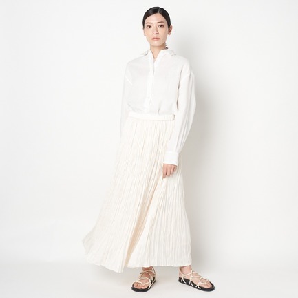 WASHER SATIN PLEATS SKIRT 詳細画像 アイボリー 4