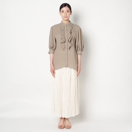 WHIP CREPE RUFFLED BLOUSE 詳細画像 カーキ 7