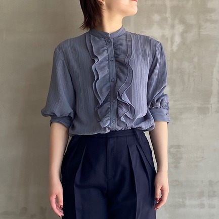 WHIP CREPE RUFFLED BLOUSE 詳細画像 カーキ 7