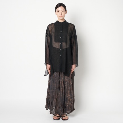 CRUNCHY LINEN TUNIC SHIRT 詳細画像 ブラック 8