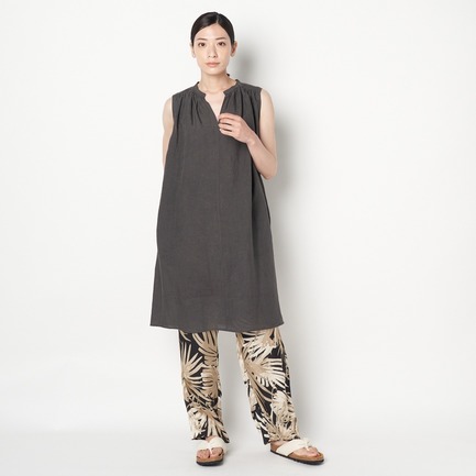 FANAGE LINEN GATHER TUNIC OP 詳細画像 チャコールグレー 11