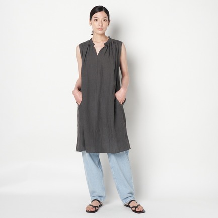 FANAGE LINEN GATHER TUNIC OP 詳細画像 チャコールグレー 12