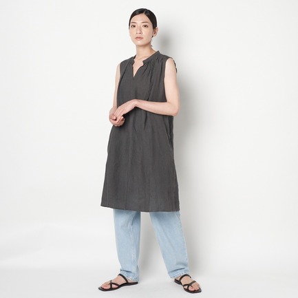 FANAGE LINEN GATHER TUNIC OP 詳細画像 チャコールグレー 13