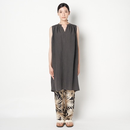 FANAGE LINEN GATHER TUNIC OP 詳細画像 チャコールグレー 7