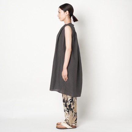 FANAGE LINEN GATHER TUNIC OP 詳細画像 チャコールグレー 8