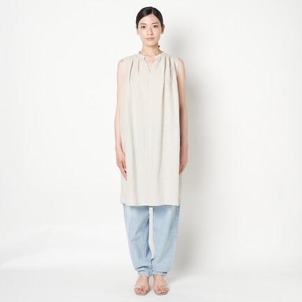 FANAGE LINEN GATHER TUNIC OP 詳細画像 チャコールグレー 1