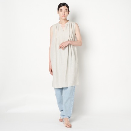 FANAGE LINEN GATHER TUNIC OP 詳細画像 ベージュ 4