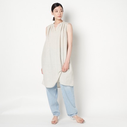 FANAGE LINEN GATHER TUNIC OP 詳細画像 チャコールグレー 5