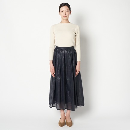 LEATHER BOIL GATHER SKIRT 詳細画像 ネイビー 1