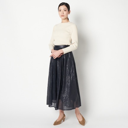 LEATHER BOIL GATHER SKIRT 詳細画像 ネイビー 5