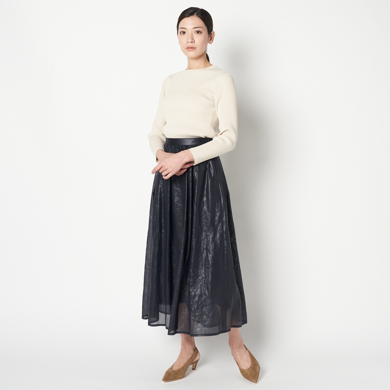 LEATHER BOIL GATHER SKIRT｜HELIOPOLE｜HÉLIOPÔLE（エリオ