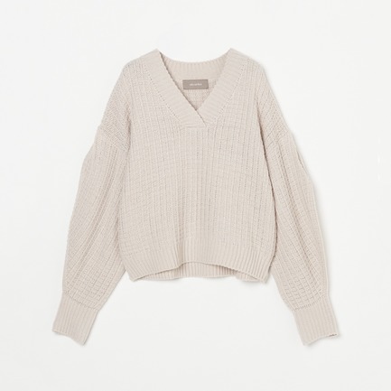 WAFFLE V NECK KNIT 詳細画像 ライトグレー 1