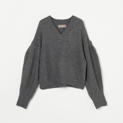 WAFFLE V NECK KNIT 詳細画像 チャコールグレー 1