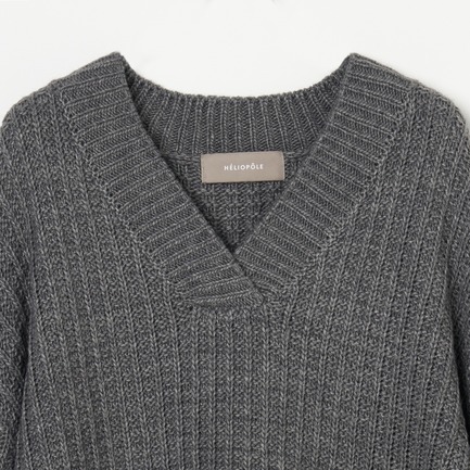 WAFFLE V NECK KNIT 詳細画像 チャコールグレー 2