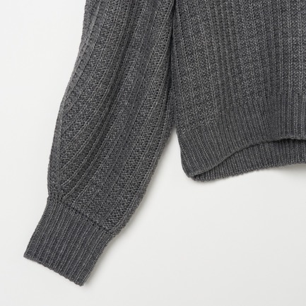 WAFFLE V NECK KNIT 詳細画像 チャコールグレー 3