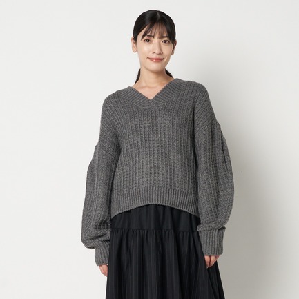 WAFFLE V NECK KNIT 詳細画像 チャコールグレー 5