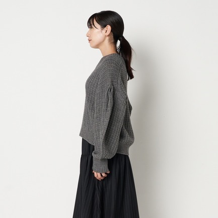 WAFFLE V NECK KNIT 詳細画像 チャコールグレー 6