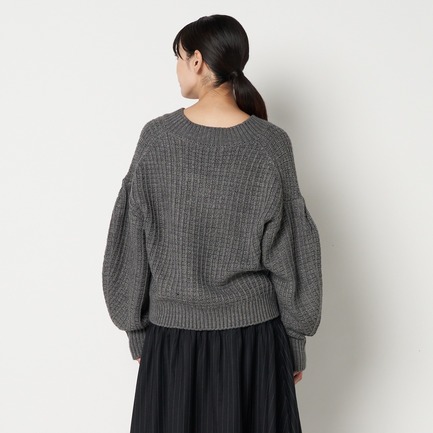 WAFFLE V NECK KNIT 詳細画像 チャコールグレー 7