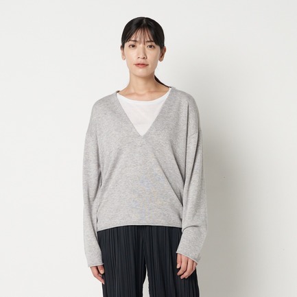 DEEP V NECK KNIT 詳細画像 ライトグレー 5