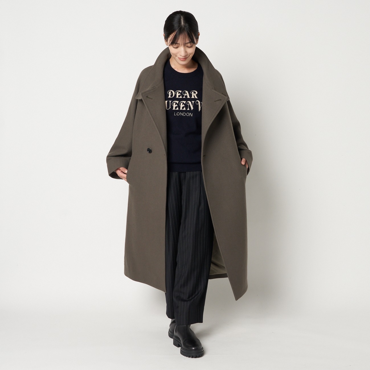 【muguet】stand collar long coat